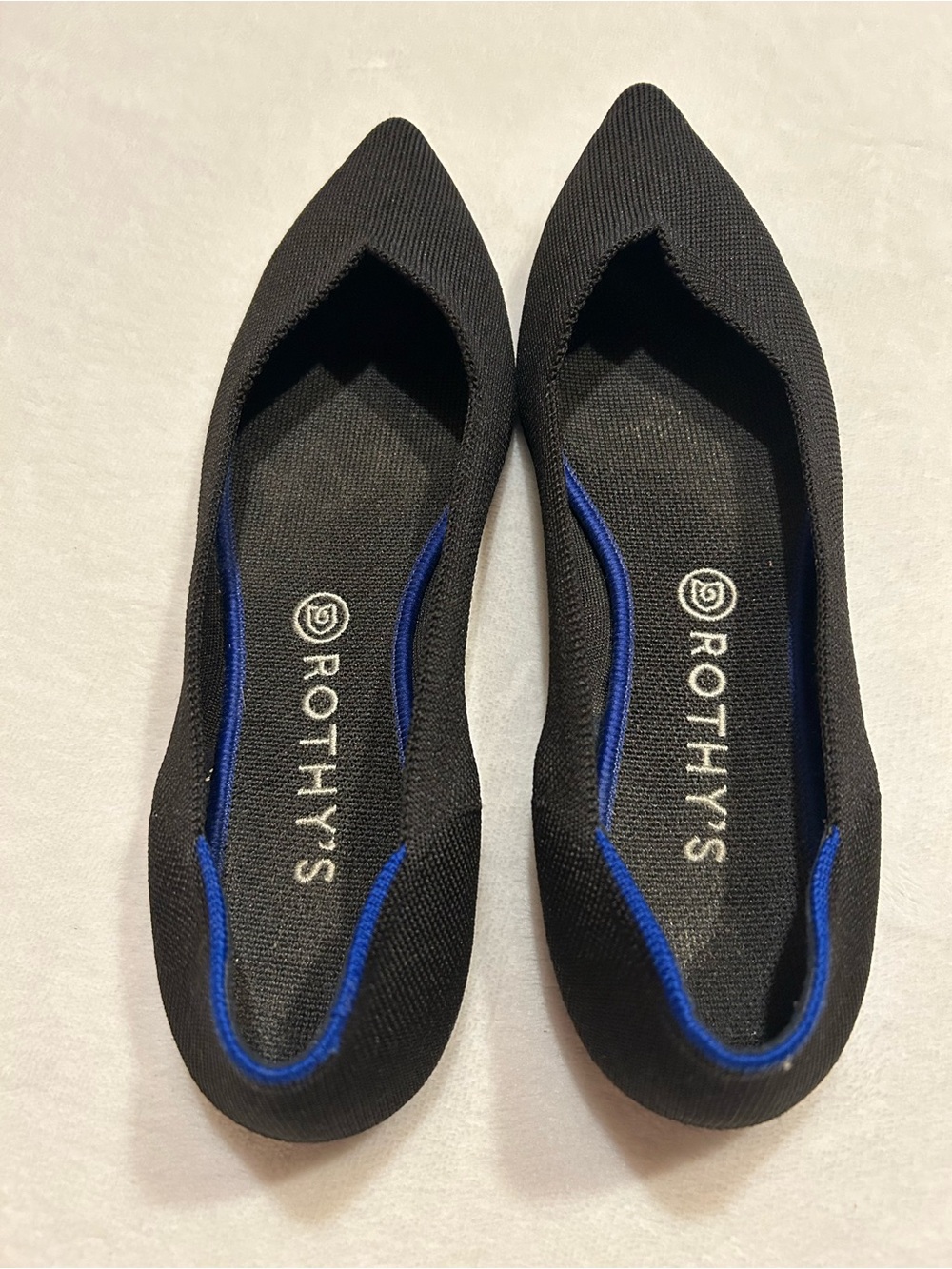 Rothy's Black/Blue Knit Slip-On Minimalist Flats Lightweight Womens 11.5